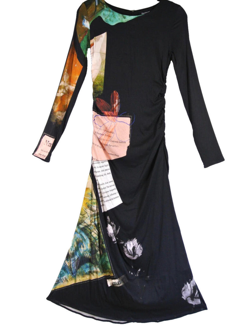 NEW, Desigual Mix Print Long Sleeve Midi Dress in Black Sz S #MD1697 - Picture 5 of 8
